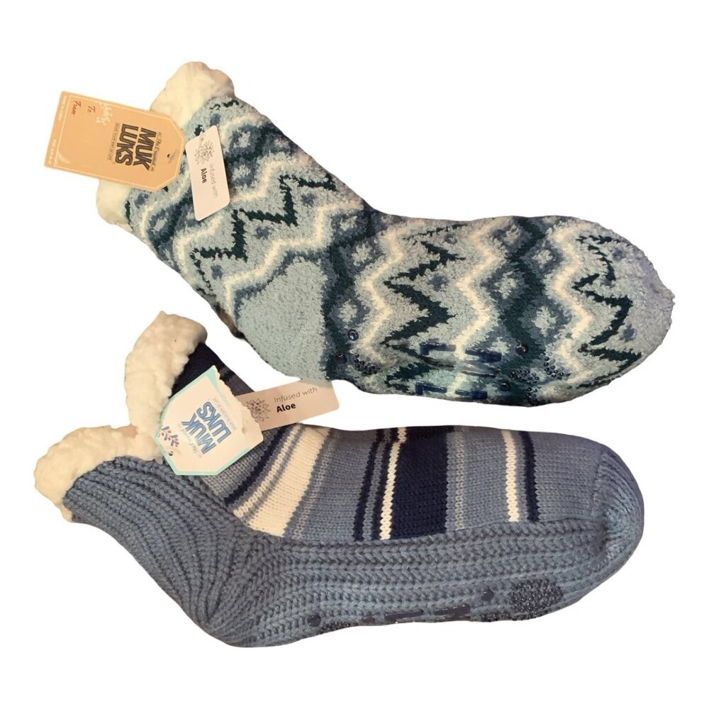 Muk Luks Women's Cabin Socks 2 Pair Pack Size 6-8 New With Tags Cabin Mountain